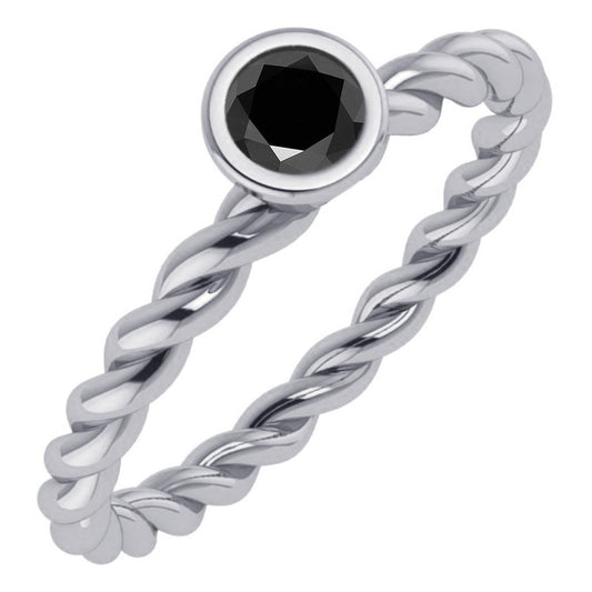 Anel Pura Prata 925 Solitário Torcido Black Onix- Exclusivo