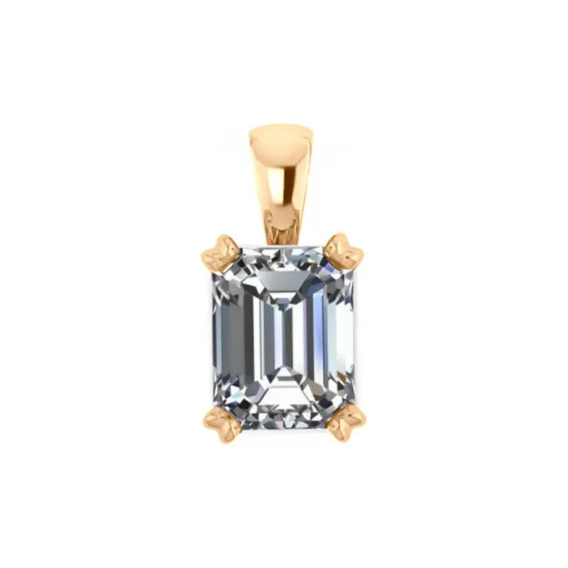 Pingente Retangular Prata 925 Dourada 18k - Zircônia  Branco