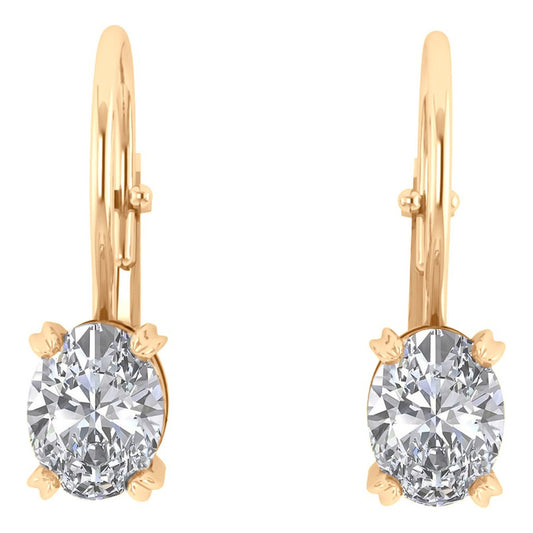 Brinco Trava Pura Prata 925 Dourada 18k - Zircônia Oval