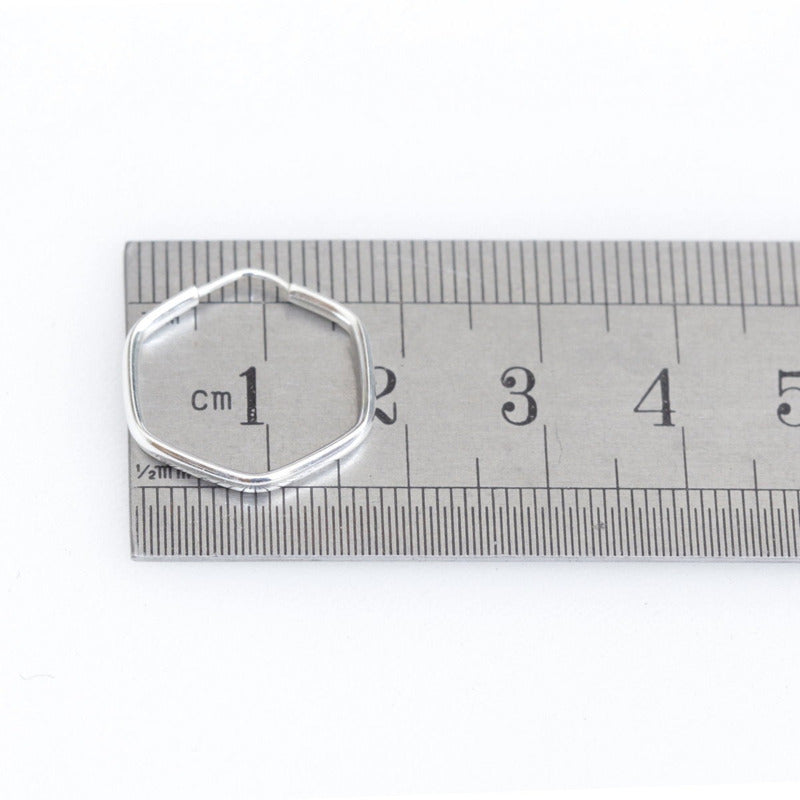 Argola Brinco Pequena 18mm Hexagonal Prata 925 Unissex