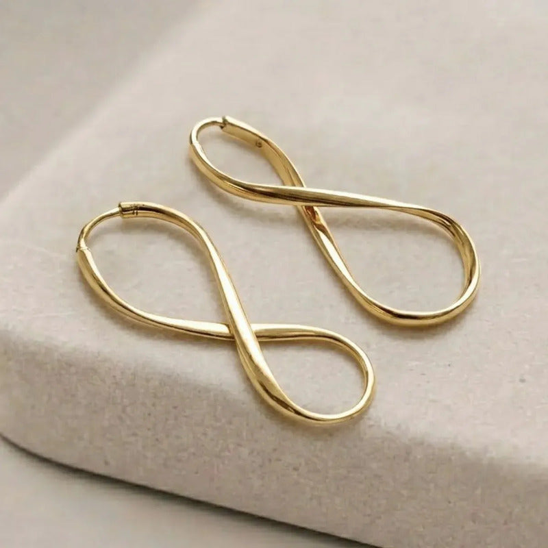 Argola Brinco 3,8cm Infinito Prata 925 Dourada 18k- Feminino