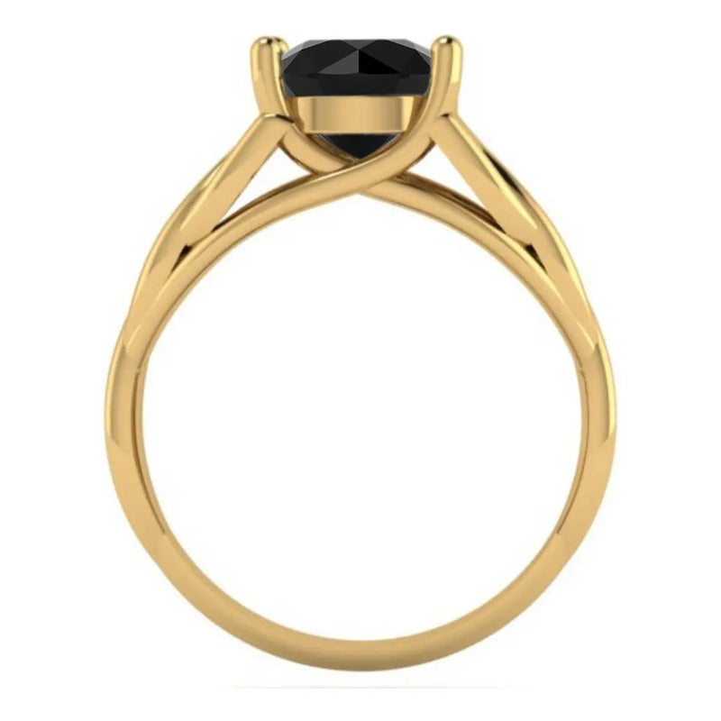 Anel Prata 925 Dourada 18k Celta Knot Trinity - Black Onix