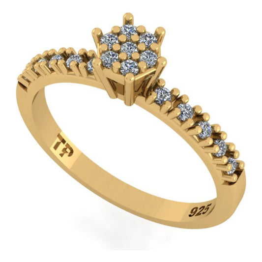 Anel Chuveirinho Zircônias Prata 925 Dourada 18k- Exclusivo