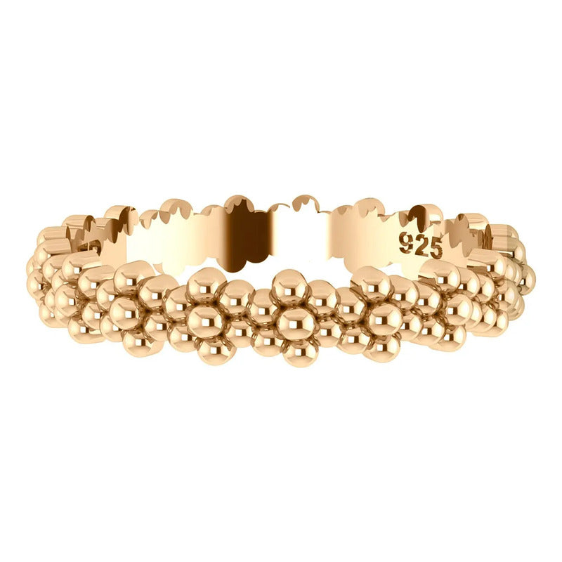 Anel Flor Margaridas De Prata 925 Dourada Ouro 18k