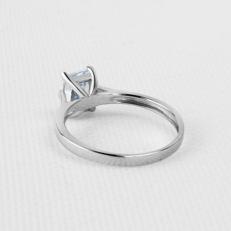 Anel Solitário Prata 925 Zirconia Retangular - Exclusivo