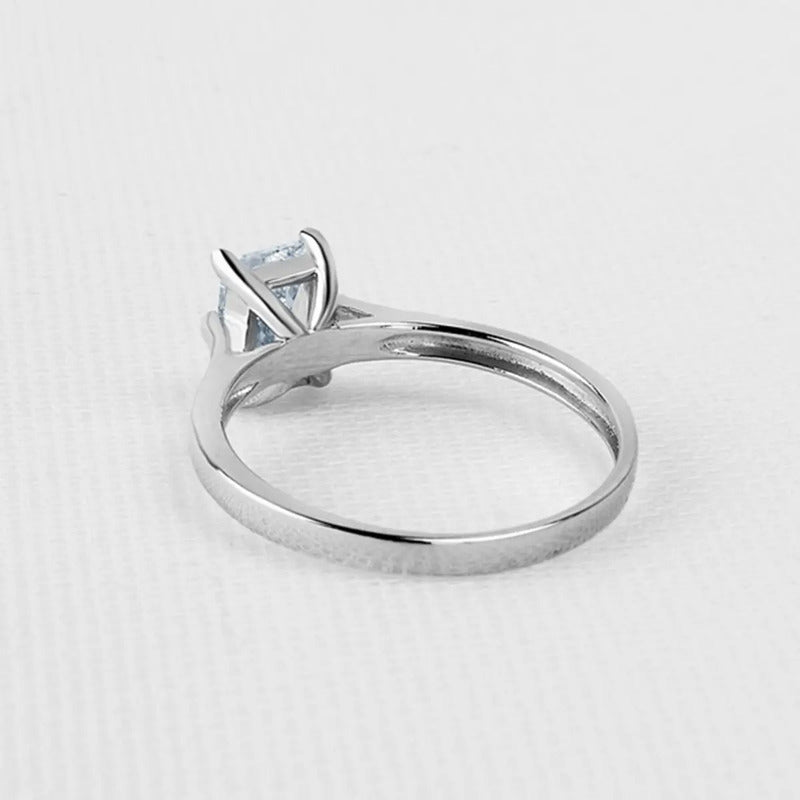 Anel Solitário Prata 925 Zirconia Retangular - Exclusivo
