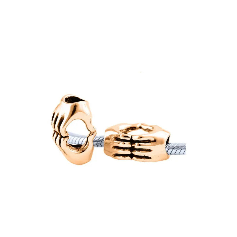 Charm Berloque Coração Mãos Prata 925 Dourada 18k Dourado