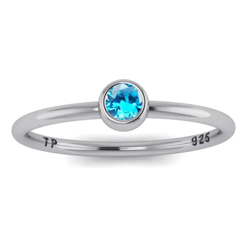 Anel Prata 925 Solitário Topazio Azul Garra Inglesa Feminino