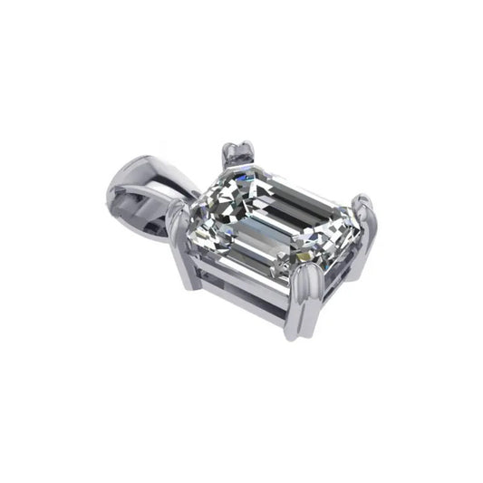 Pingente Prata 925 Retangular Zirconia Unissex - Exclusivo Branco
