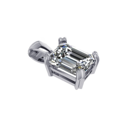 Pingente Prata 925 Retangular Zirconia Unissex - Exclusivo