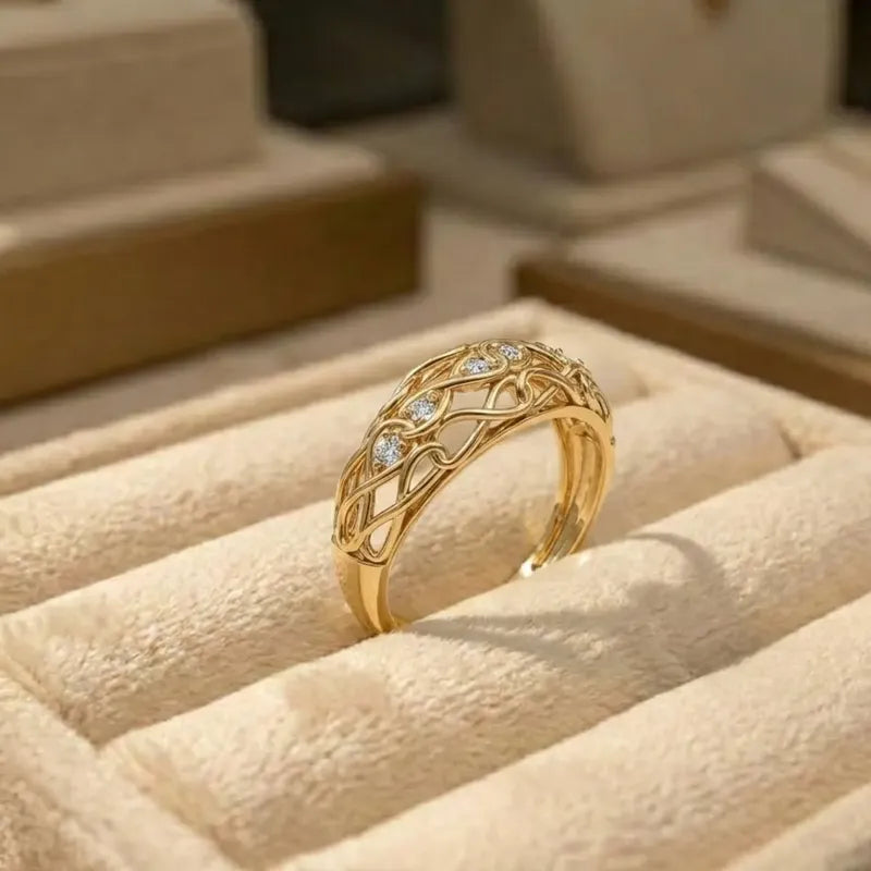 Anel Bombe Infinito Zircônias - Prata 925 Dourada 18k