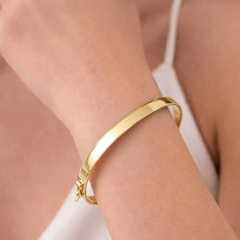 Pulseira Bracelete Rígido Largo Prata 925 Dourada 18k Dourado 65 Cm 50.8 Cm