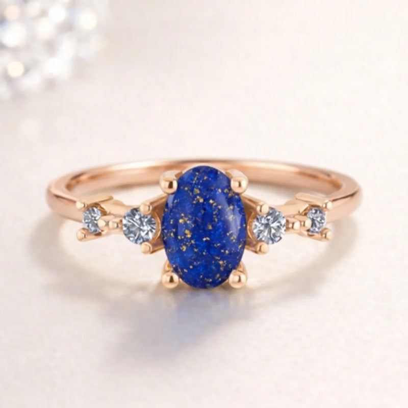 Anel Formatura Feminino Prata 925 Dourada 18k + Capelo Lapis Lazuli 20-21