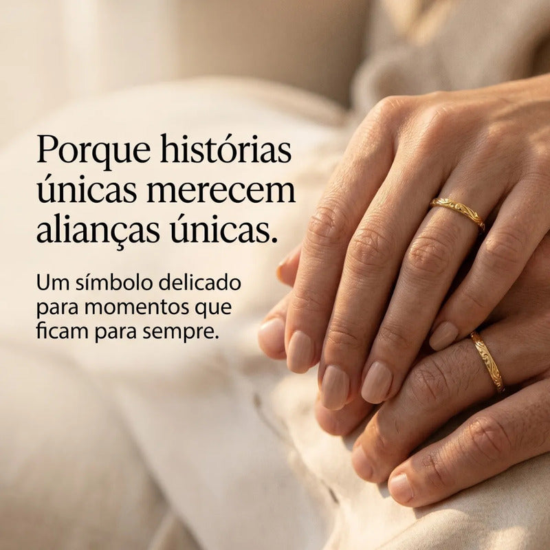 Par Aliança Casamento Arabesco Prata 925 Dourada Ouro 18k Tamanho Feminino 18 Tamanho Masculino 26
