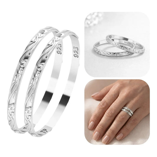 2 Anéis Fio Arabesco Pura Prata 925 Aliancinha- Melhor Valor