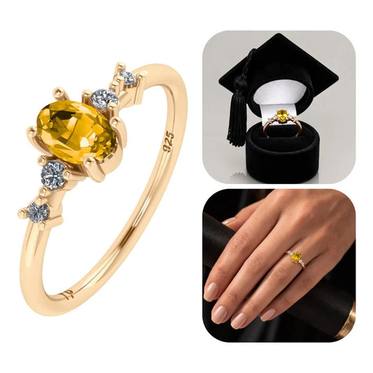 Anel Formatura Diversas Areas Prata 925 Dourada 18k + Capelo Citrino 22-23