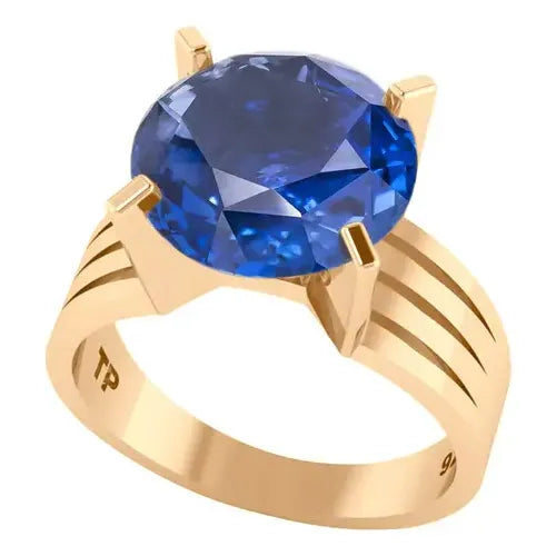 Anel Solitário Prata 925 Dourada 18k - Safira Grande