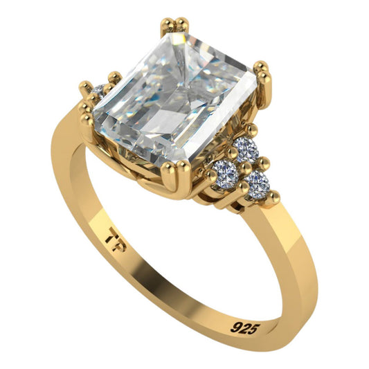 Classic Vintage Ring 925 Silver Gold 18k Gold Zirconia