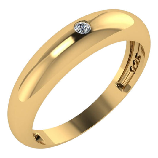 Anillo de circonitas en plata 925 y oro de 18 quilates para mujer