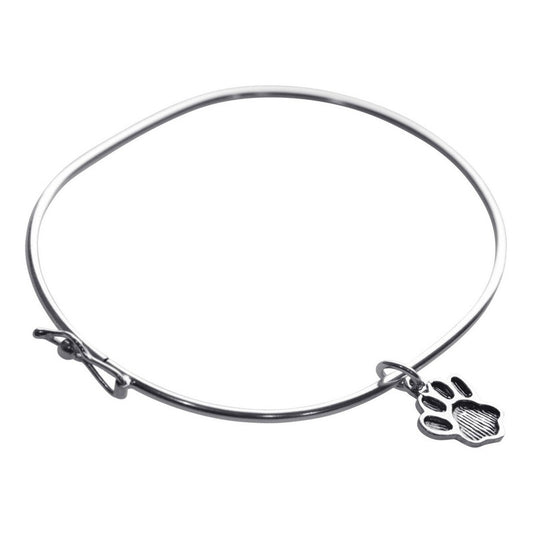 Pulseira Bracelete Rígido Prata 925 - Pingente Patinha