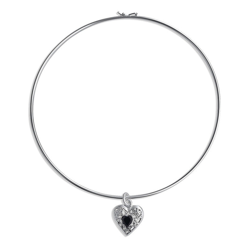 Colar Choker Filigrana Coração Prata 925 Black Onix