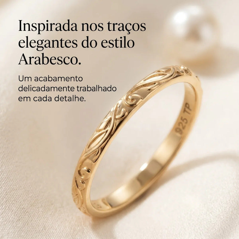 Par Aliança Casamento Arabesco Prata 925 Dourada Ouro 18k Tamanho Feminino 16 Tamanho Masculino 16
