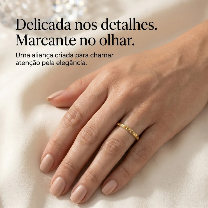 Par Aliança Casamento Arabesco Prata 925 Dourada Ouro 18k Tamanho Feminino 16 Tamanho Masculino 16