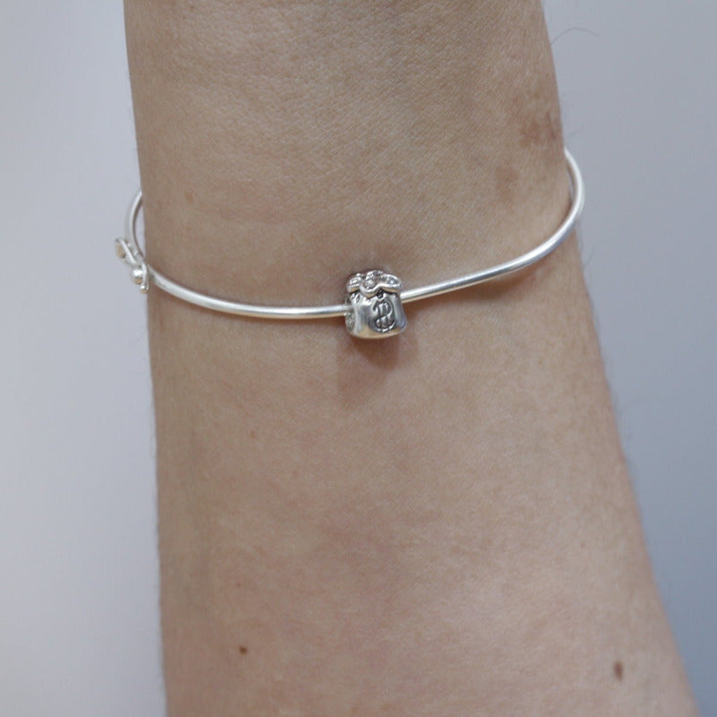 Pulseira Bracelete Rígido Prata 925- Saco De Dinheiro Sorte