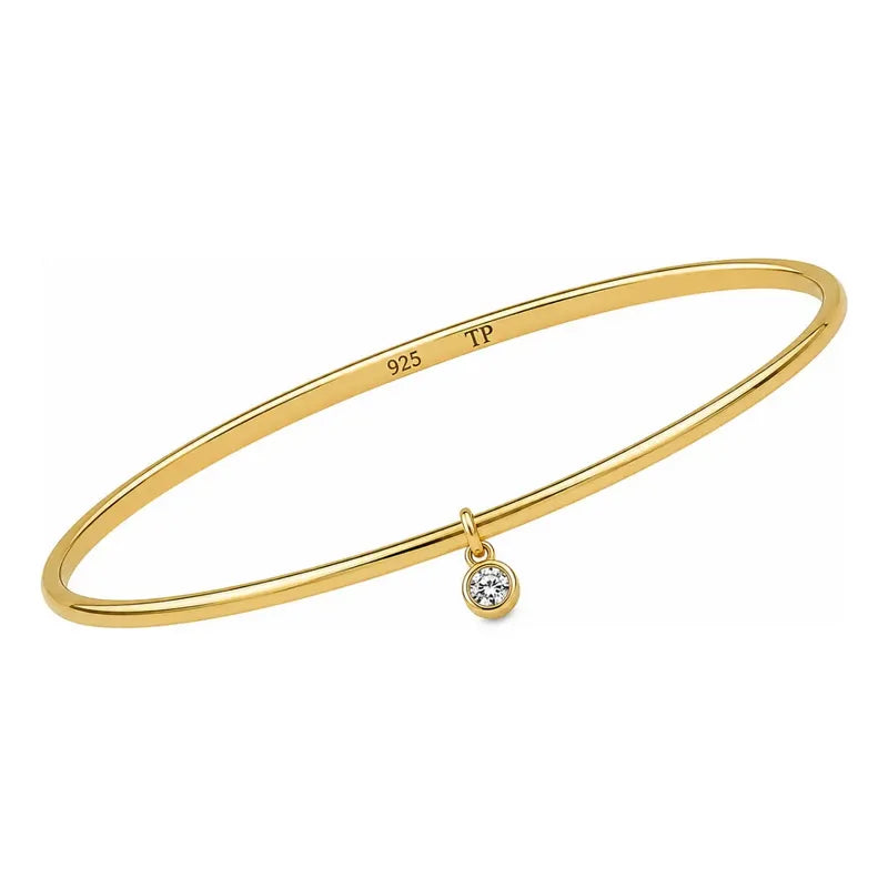 Pulseira Bracelete Prata 925 Dourada 18k Ponto De Luz 6.3 Cm
