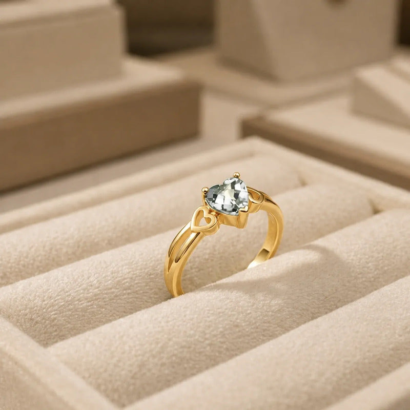 Anel Eterno Coração Prata 925 Dourada Ouro 18k Zircônia