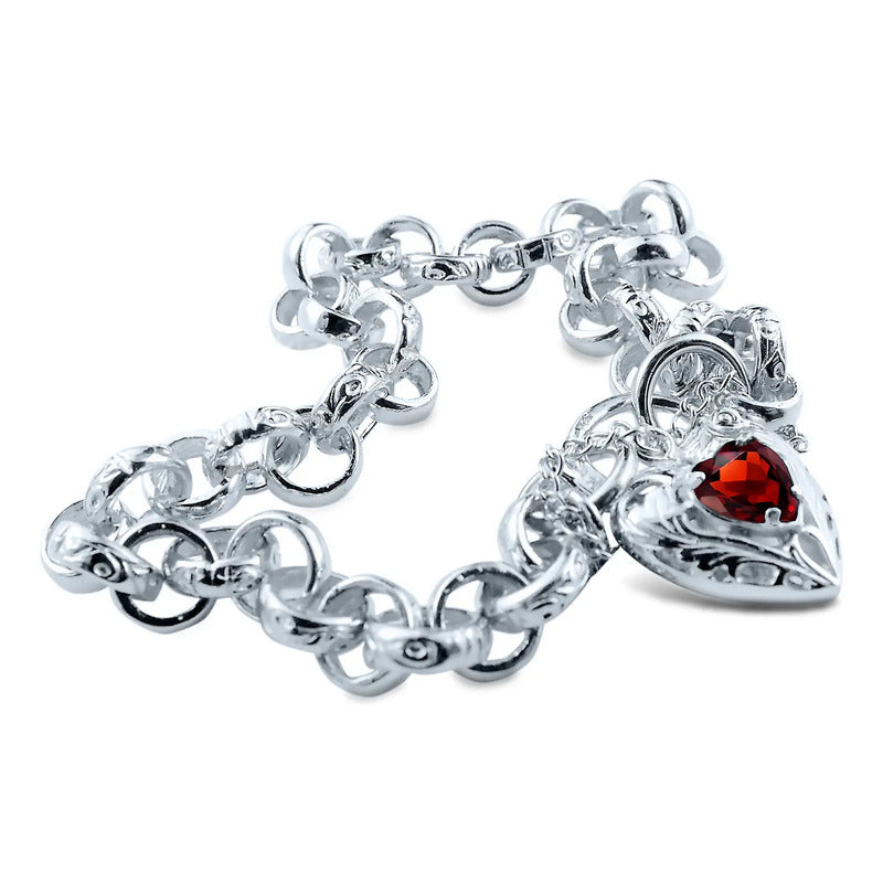 Pulseira Prata 925 Elo Portugues Pedras - Modelo Exclusivo
