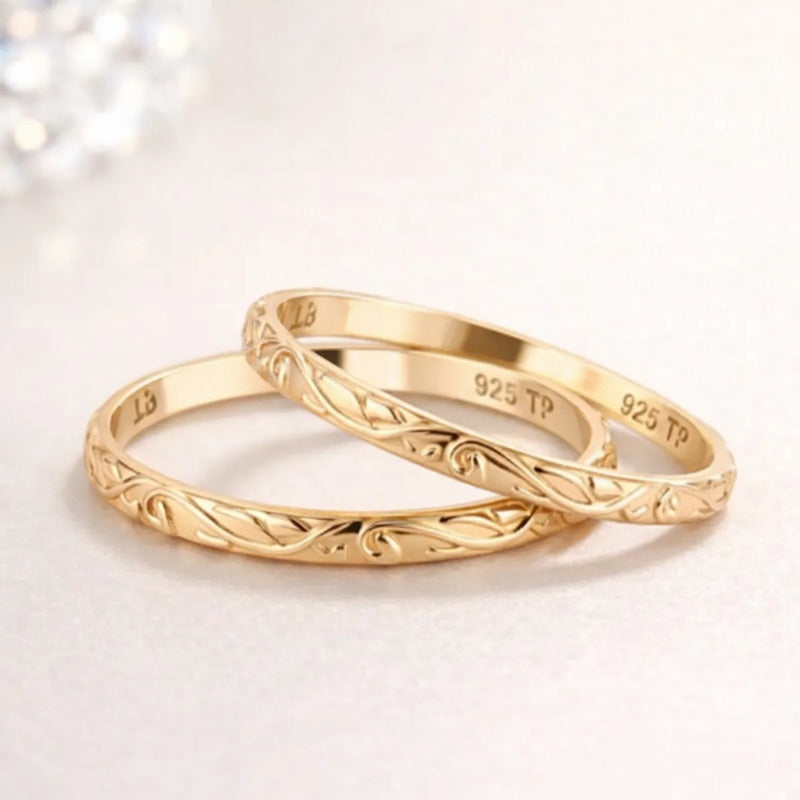 2 Aneis Fio Arabesco Aliancinha Prata 925 Dourada Ouro 18k