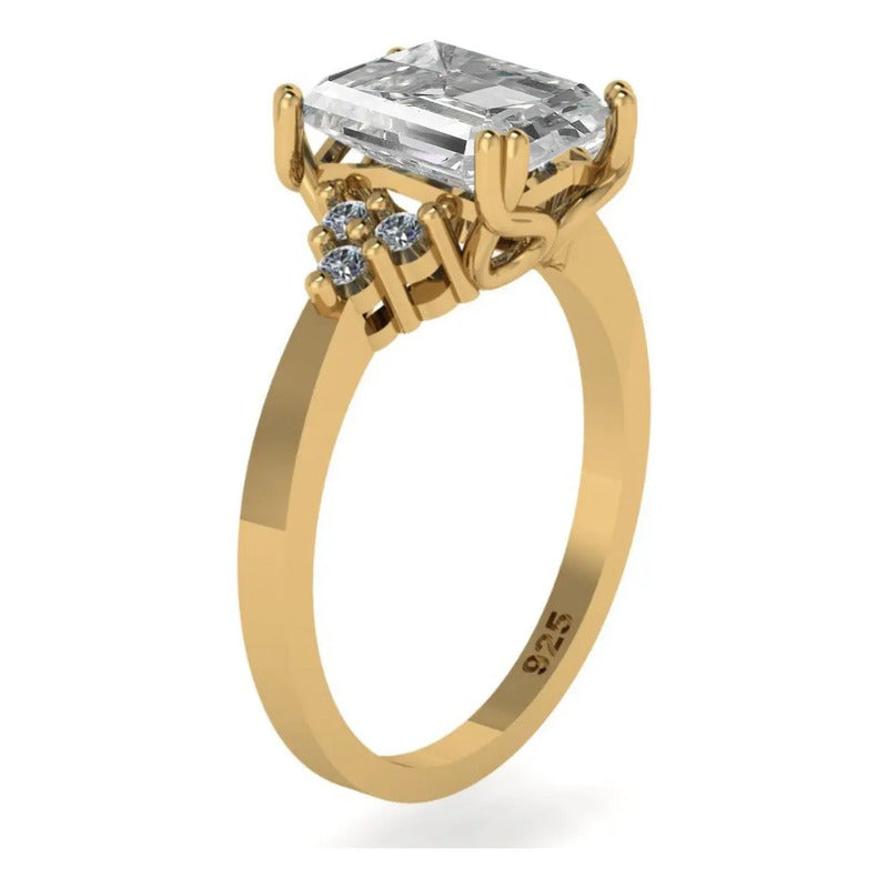 Anel Vintage Clássico Prata 925 Dourada Ouro 18k Zircônia