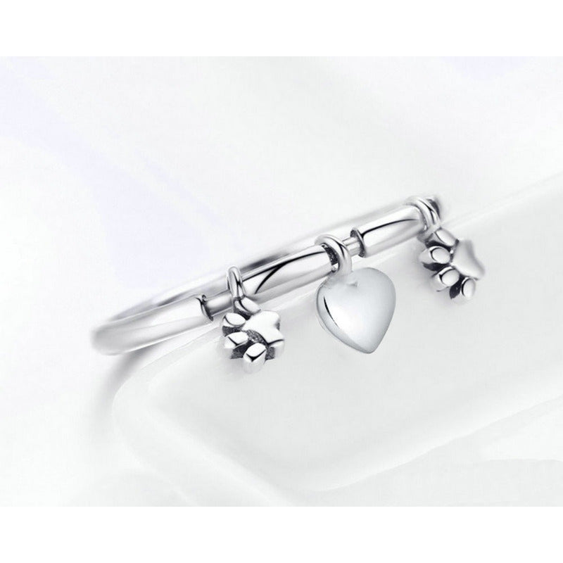 Two Paws Pendant Ring Pure 925 Silver - Exclusive