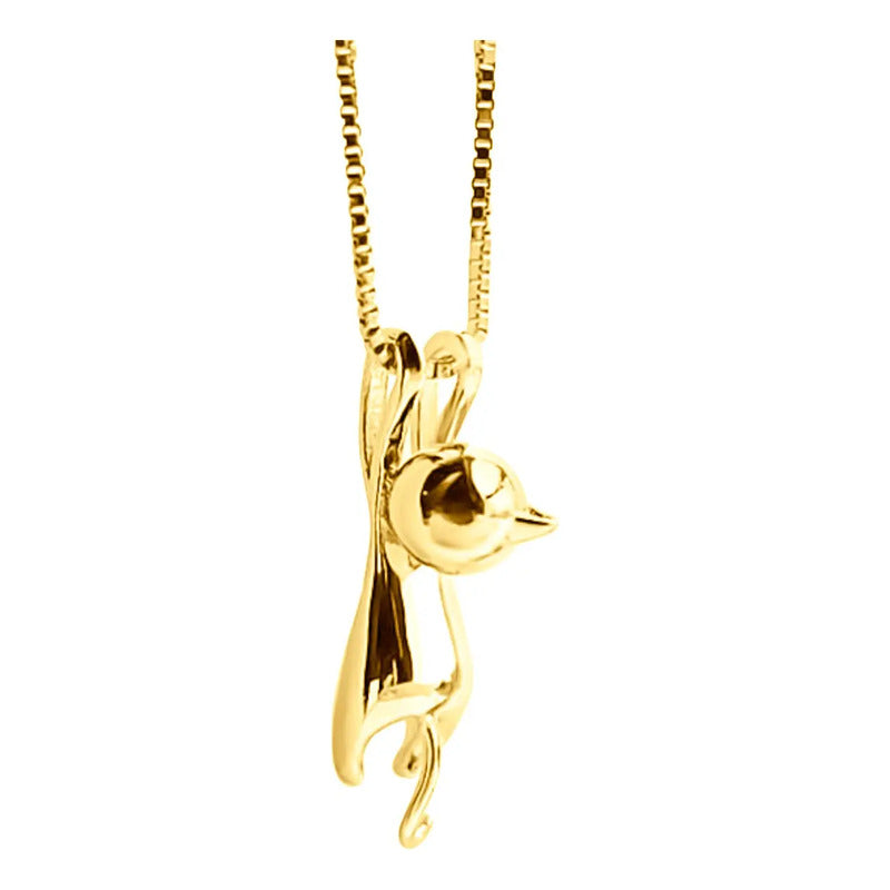 Colar Gatinho Agarradinho Prata 925 Dourada 18k - Feminino Dourado