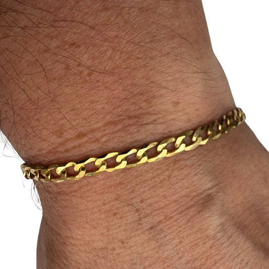 Pulseira Prata 925 Dourada 18k Grumet Maciça - 5mm