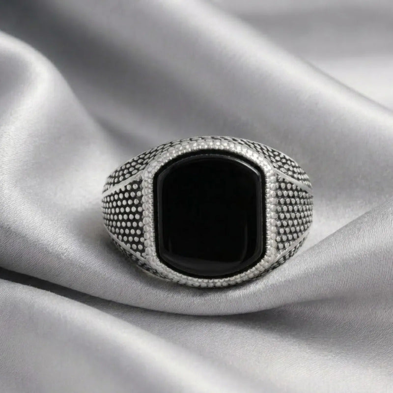 Anel Prata 925 Masculino Black Onix- Tamanhos Exclusivos
