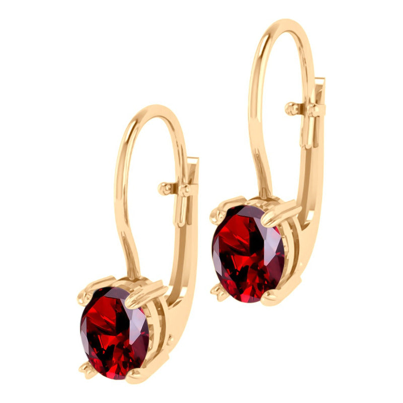 Brinco Trava Pura Prata 925 Dourada 18k - Granada Oval