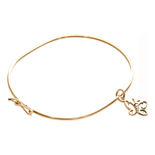 Pulseira Bracelete Rígido Prata 925 Dourada 18k - Borboleta  Dourado