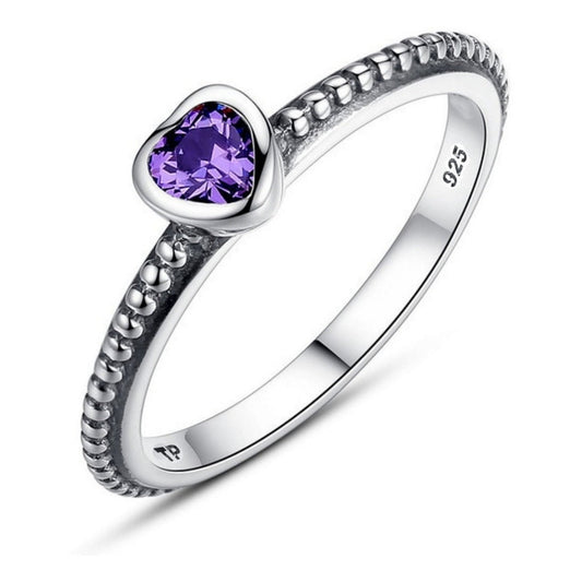 Kit de anillo y collar de corazón de amatista en plata 925 - Exclusivo