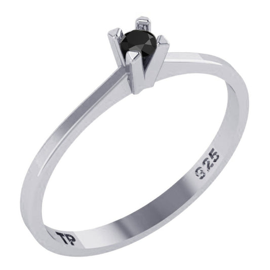 Anel Solitário De Prata 925 Black Onix - Exclusivo