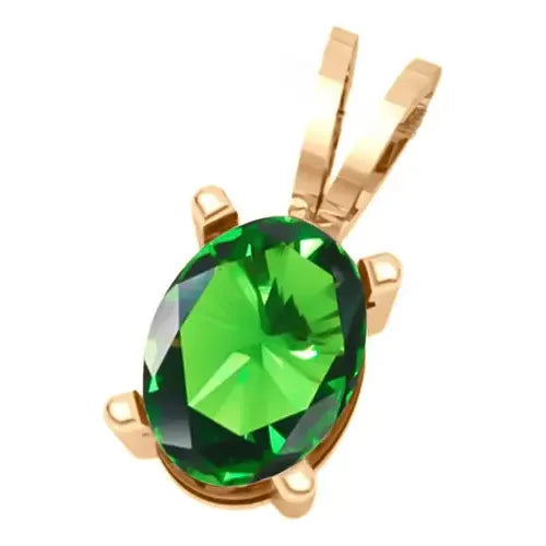 Pingente Oval Prata 925 Dourada 18k - Esmeralda Verde