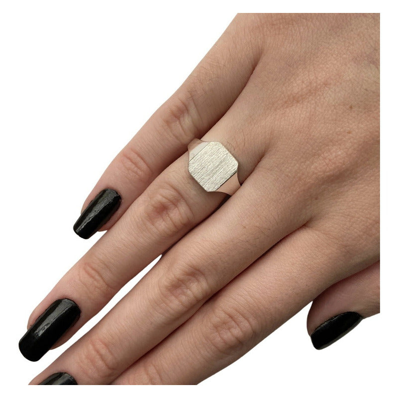 Anel De Prata 925 Sólido Feminino Retangular - Exclusivo