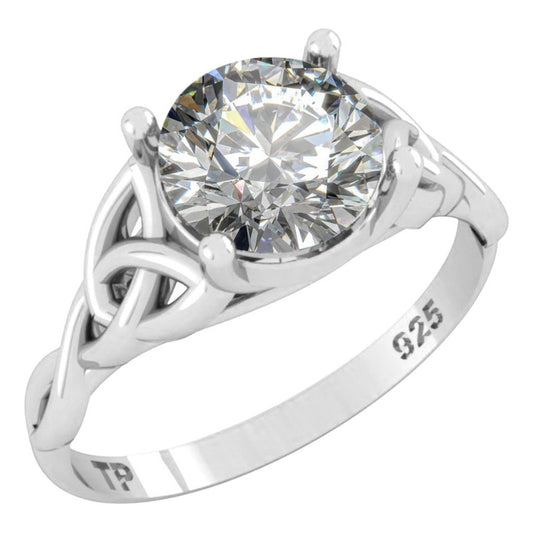 Anel Prata 925 Celta Knot Trinity Zircônia - Feminino