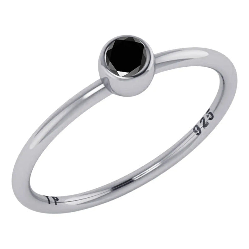 Anel Prata 925 Solitário Onix Garra Inglesa - Exclusivo