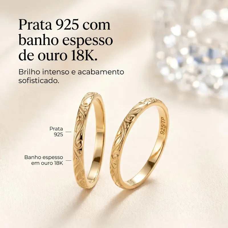 Par Aliança Casamento Arabesco Prata 925 Dourada Ouro 18k Tamanho Feminino 22 Tamanho Masculino 16