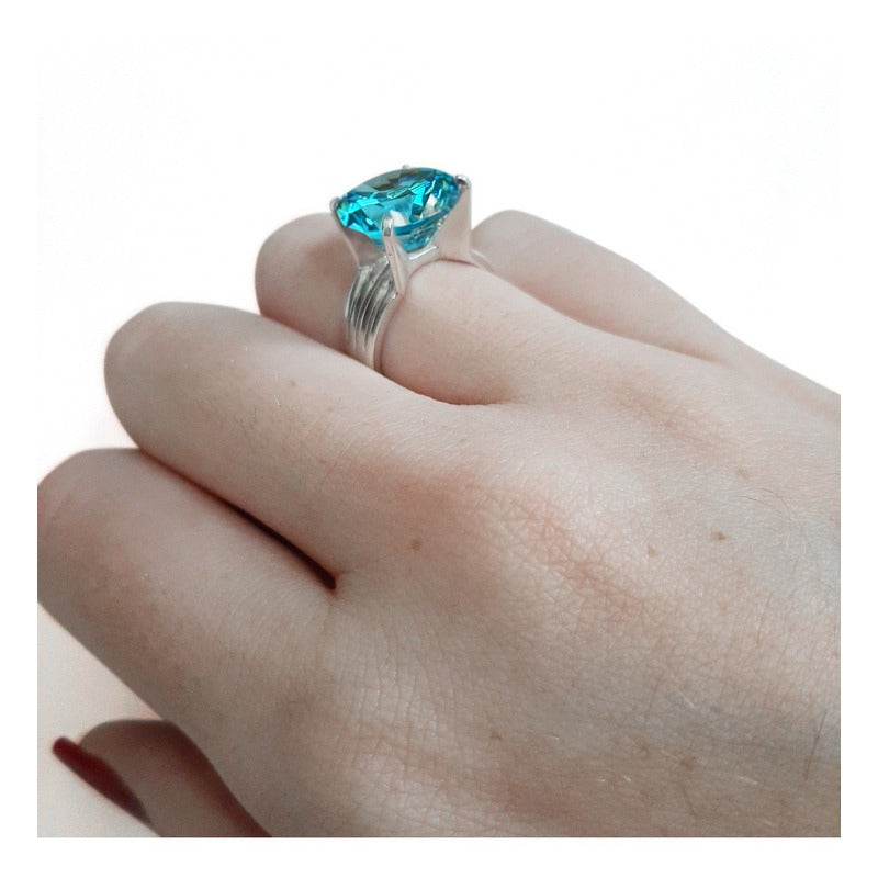 Anel Solitário Zirconia De Pura Prata 925 - Feminino Tamanho 30