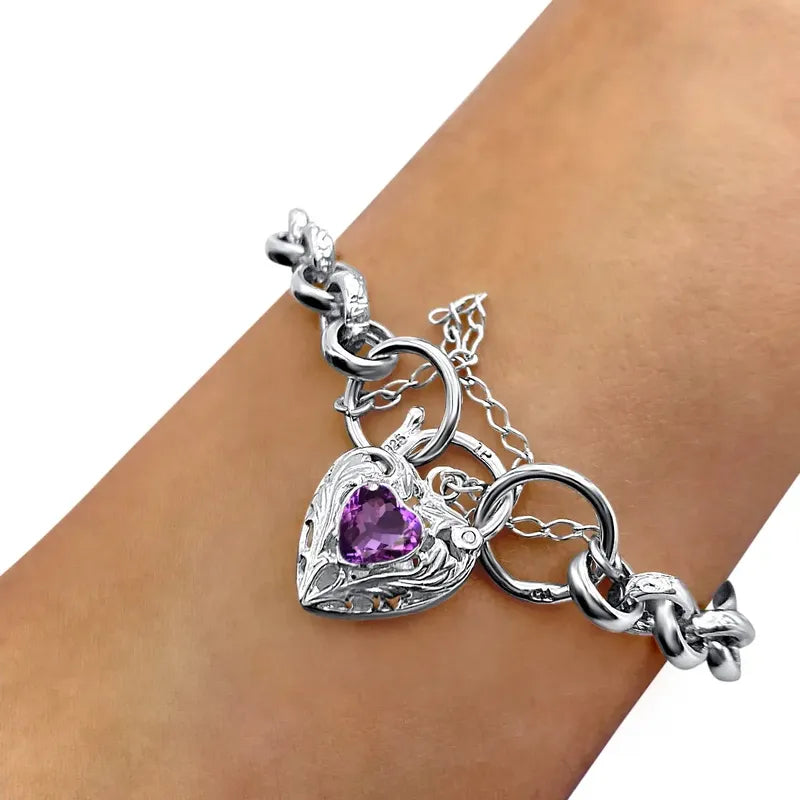 Pulseira Prata 925 Elo Portugues Pedras - Modelo Exclusivo