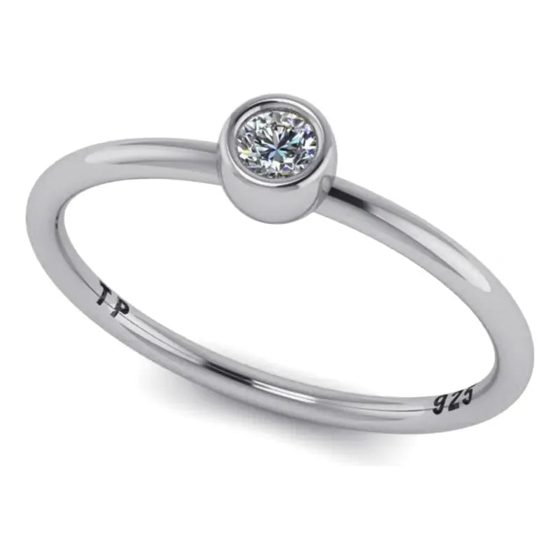 Anel Prata 925 Solitário Zirconia Inglesa - Exclusivo