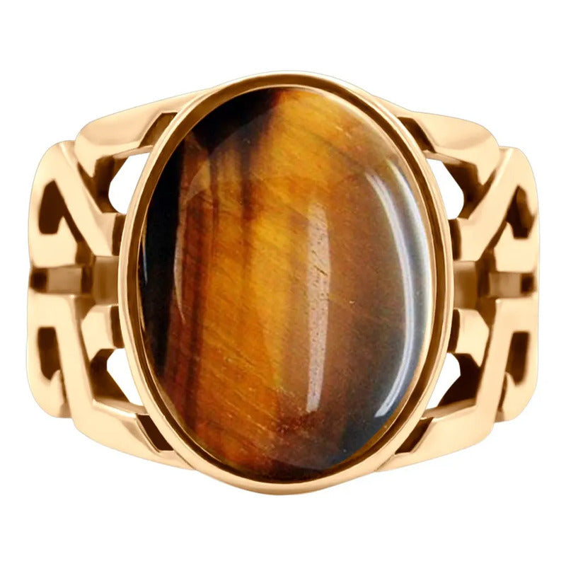 Anel Masculino Elos Prata 925 Dourada Ouro 18k - Ágata Verde Tamanho 23 Verde-escuro